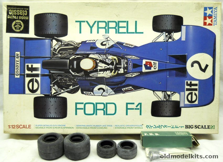 Tamiya 1/12 Tyrrell Ford F-1 Formula 1 Race Car With Aftermarket Wheels / Tires / FDS Helmet, BS1209-1750 plastic model kit
